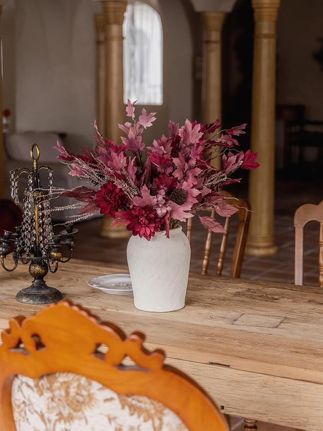 MISSPIN 10 PCS 18 inch Fall Decor Bouquets, Fall Decorations Indoor Outdoor Halloween Thanksgiving Farmhouse Arrangement for Front Door Wedding Centerpieces in Autumn (Burgundy)