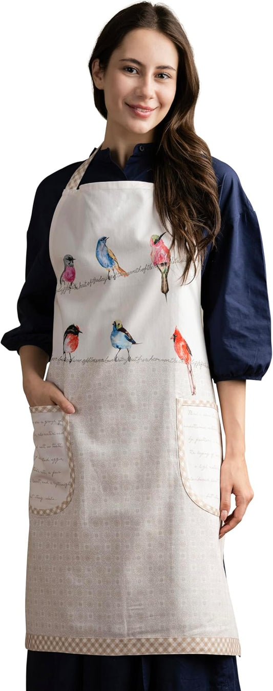 Maison d' Hermine 100% Cotton Apron for women with Pocket Kitchen Chef Apron for Men Cooking Gardening Server Waitress