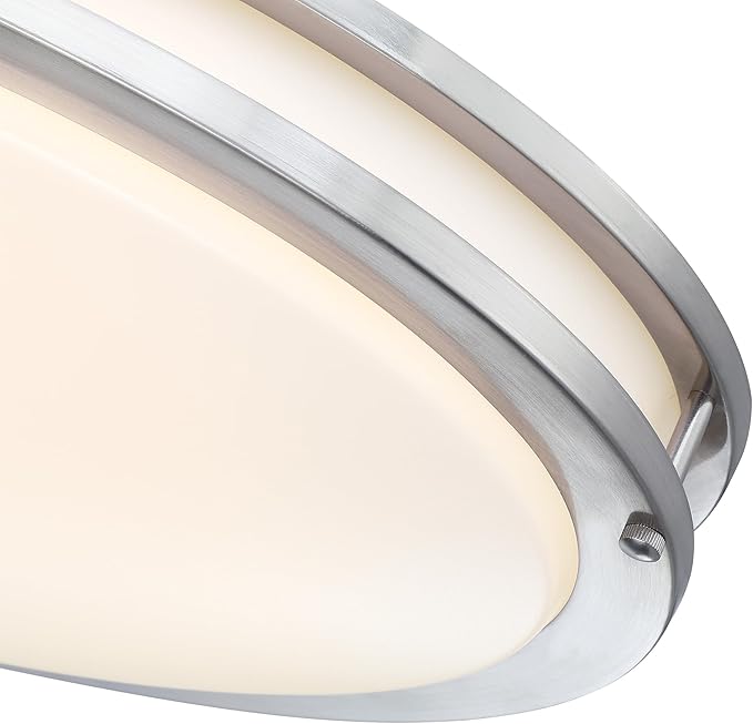 33 Inch Oval Brushed Nickel Ceiling Light Fixture - Flush Mount LED Kitchen Ceiling Lamp 3000K/4000K/5000K Adjustable Brushed Nickel Bathroom LED Light for Bedroom 40W 2500LM