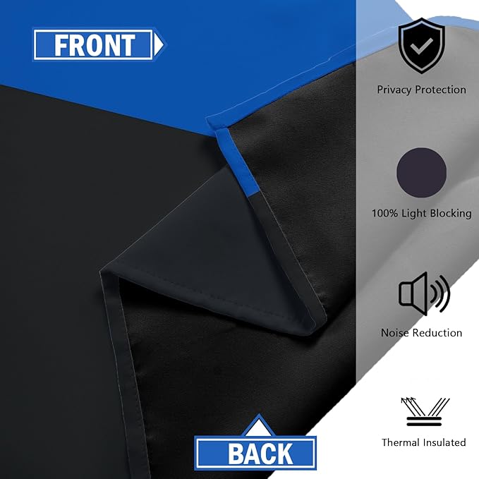 Blue Gray 100% Blackout Curtains for Bedroom 84 inch Length 2 Panels Set White Grey Modern Abstract Geometric Black Out Curtains Insulated Room Darkening Window Drapes for Living Room, 42Wx84L