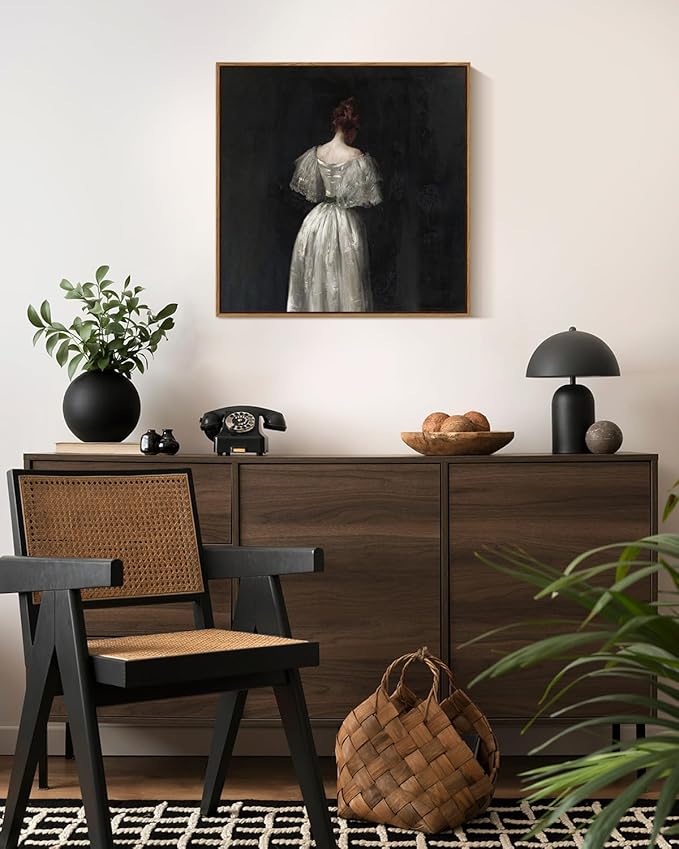 InSimSea Square Framed Canvas Wall Art, Classical Prints Seventeenth Century Lady Home Wall Decor, Desk Decor, Canvas Paintings Wall Decor for Living Room Bedroom Bathroom Office 16"x16"