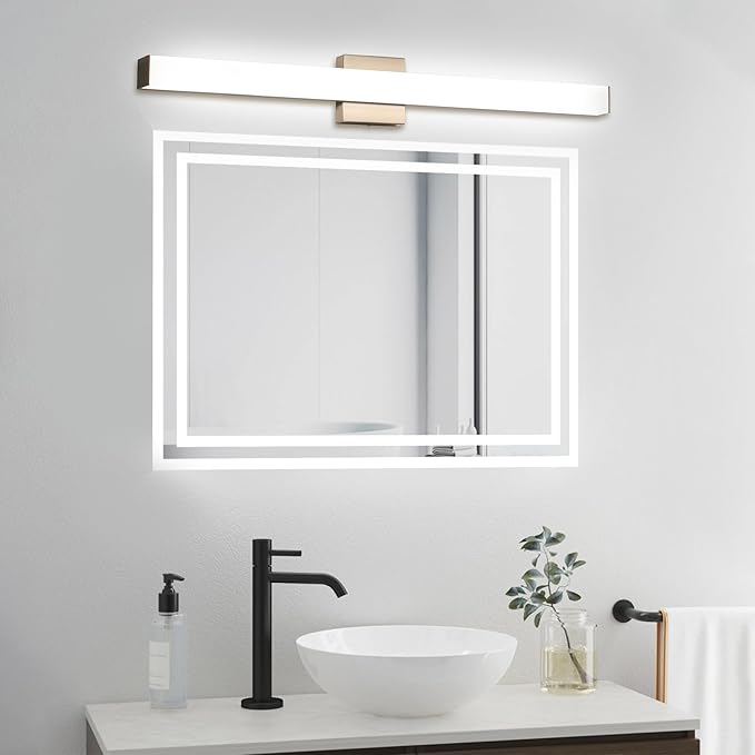 Bathroom Vanity Light Brushed Nickel Square LED 31.5 inch 24W 4000K Natural White Light Wall Bar Lighting Fixtures Over Mirror (Dimmable)