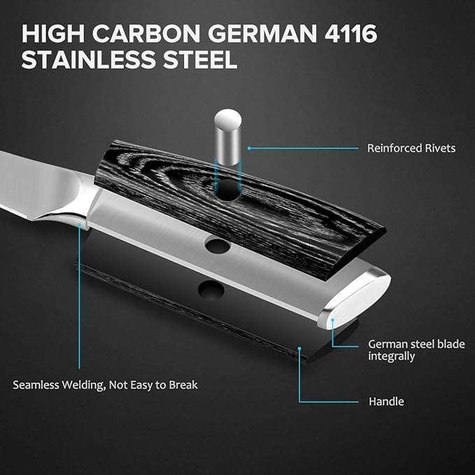 MOSFiATA 5” Chef Knife and 3.5" Fruit Knife Set with Knife Sheath, German High Carbon Stainless Steel EN.4116 with Micarta Handle and Gift Box for Vegetable and Fruit Cutting