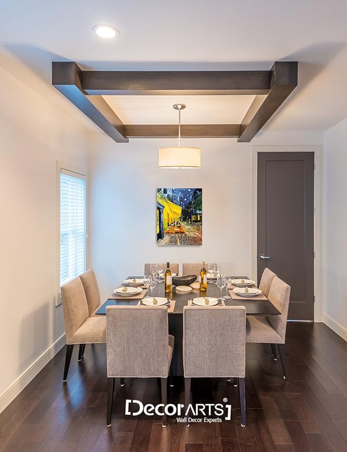 DECORARTS - Cafe Terrace At Night, Vincent Van Gogh Art Reproduction. Giclee Canvas Prints Wall Art for Home Decor 20x16