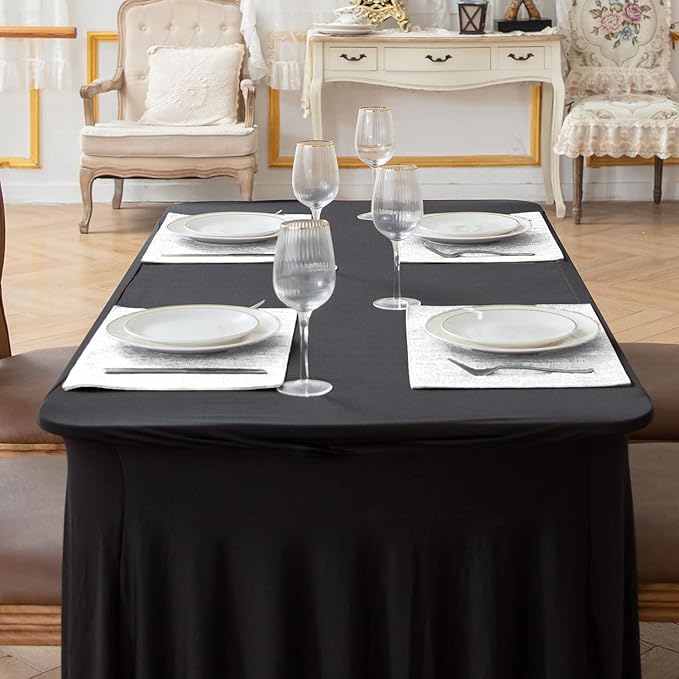 Cloth White Placemats Set of 8, Linen Type Fabric Placemats Machine Washable Heat Resistant Placemats Polyester Place Mats for Halloween, Thanksgiving and Christmas Dining Table (White)