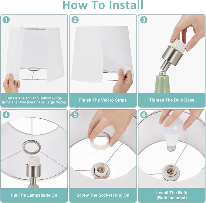 Seealle Modern Green Table Lamps Set of 2 - Bedside Lamps for Night Stands, 19.4" Bedroom Lamp for Living Room Sage Green Lamps with Rocker Swtich