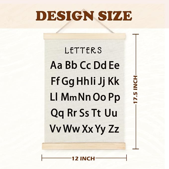 Supwhd Classroom Wall Decor, Numbers and Alphabet Educational Wall Art Poster, Alphabet ABC Numbers from 1 to 20 Poster Wall Decor for Toddler Kids Room Playroom Classroom, 12x16 Set of 2（Black）