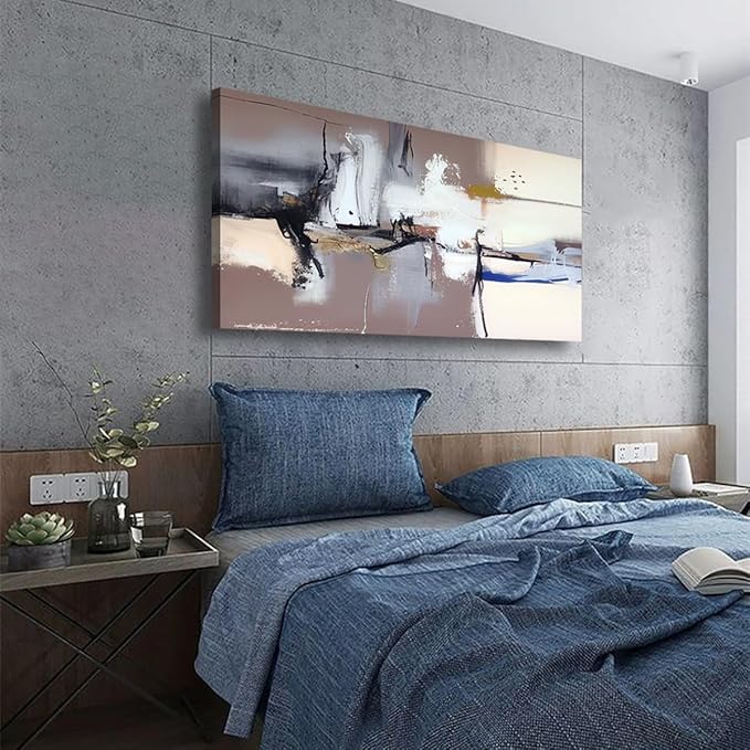 Black and White Ink Abstract Wall Art Print Oil Paintings Abstract Canvas Wall Art for Living room Office Bedroom Modern Brown Pictures Wall Decor Artwork Waterproof Ready to Hang - 20in * 40inch