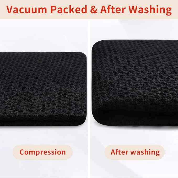 Homaxy 100% Cotton Kitchen Towels and Dishcloths Set, 12 x 12 Inches and 13 x 28 Inches, Set of 8 Bulk Kitchen Towels Set, Ultra Soft Absorbent Dish Cloths for Washing Dishes, Black