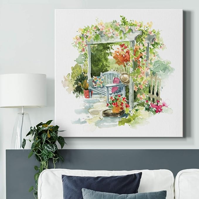 Wexford Home Square Premium Gallery Wrapped Canvas Flower Multicolor Wall Art Abstract Floral Romance Modern Pictures Print for Home Office, Ready to Hang, Garden Retreat, 24x24