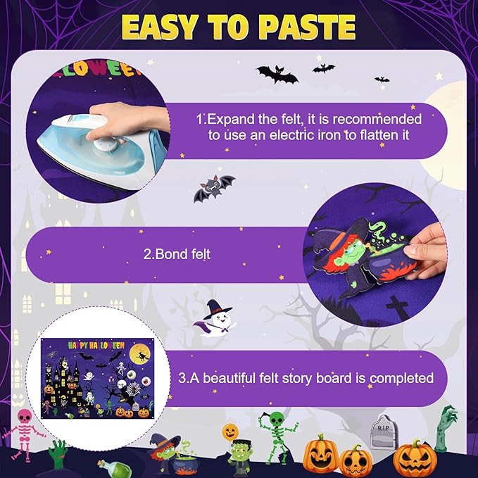 Halloween Felt Board 3.4FT 35 Pcs Happy Halloween Felt Story Board Haunted House DIY Craft Project Scary Pumpkin Ghost Storytelling Hanging Ornament for Trick or Treat Gift (35, House)