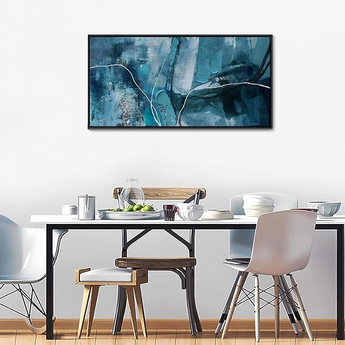 YDYSUNE Abstract Wall Art - Teal Canvas Wall Decor,Fan Art Large Picture for Living Room Bedroom Framed Painting Artwork Decoration Size 20x40Inches