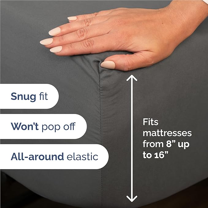 Twin XL Size 3 Piece Sheet Set - Comfy Breathable & Cooling Bed Sheets Set - Hotel Luxury Bedding for Women, Men, Kids, Teens, Boys & Girls - Deep Pockets, Soft and Wrinkle Free - Oeko-Tex - Charcoal