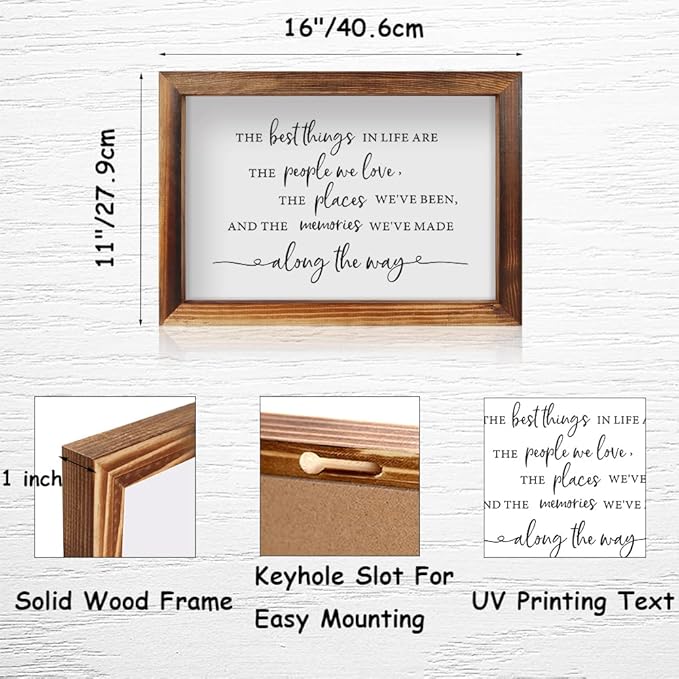CHDITB The Best Things In Life Framed Wood Sign Plaque(16"×11"), Wooden Wall Table Sign with Scripture Bible Verse Quotes, Vintage Family Sign Housewarming for Home Bedroom Farmhouse Guest Room