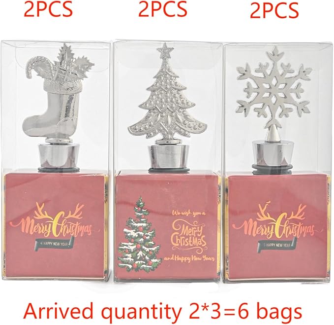 Set of 6 Christmas Wine Stopper for Xmas Decorative,Christmas party decoration gift,Bridal Shower or Baby Shower Party Favors Gifts for Guests Christmas Decorations Souvenirs with