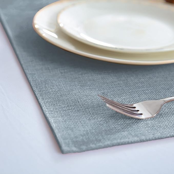 Cloth Placemats Set of 8, Linen Type Fabric Placemats Machine Washable Heat Resistant Placemats Polyester Place Mats for Halloween, Thanksgiving and Christmas Dining Table (Light Gray)