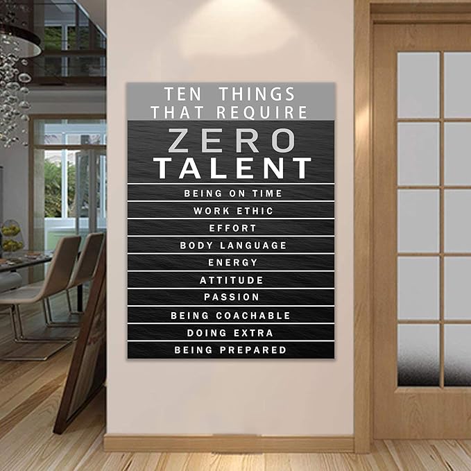 Office Wall Art Motivational Inspirational Posters Prints on Canvas Ten Things That Require Zero Talent Inspiring Quotes Picture Print for Living Room Home Decor Framed Ready to Hang [30''W x 40''H]