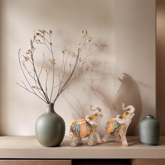 Modern Couple Elephant Decorative Statue - Home Decor Lucky Figurines for Living Room, Dining Table & Shelves - Wedding, Women's Decorations Sculptures - 5.5" L x 5" H