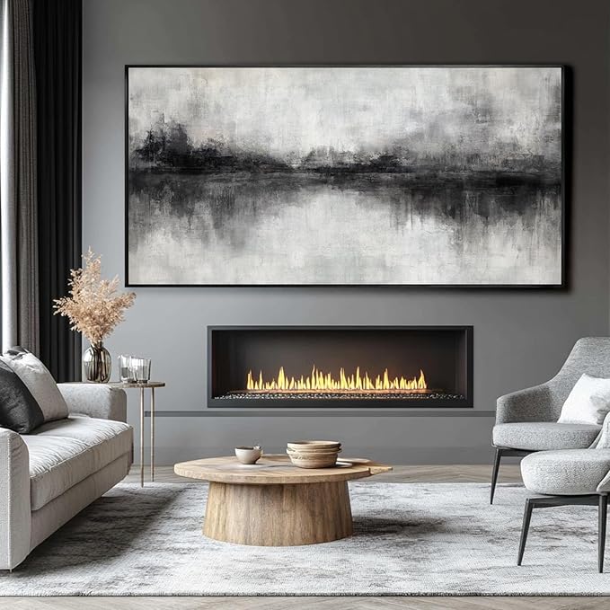 Large Abstract Canvas Wall Art Black and Grey Art Pictures for Wall Decor 29"x58" Artwork Decoration for Living Room Framed Neutral Wall Prints Kitchen