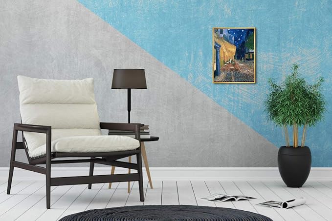 Wieco Art Framed Wall Art Canvas Prints of Cafe Terrace at Night Canvas Prints Wall Art by Van Gogh Paintings Reproduction Abstract Artwork for Wall Decor Golden Frame