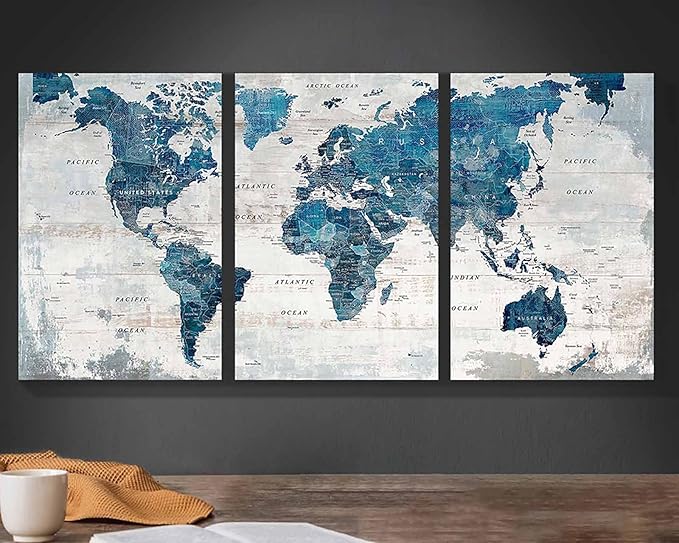 Wall Decor Living Room Motivational Framed Wall Art Large Office Decor for Wall Home Decorations for Bedroom Blue Grey Paintings Dining Room Pictures