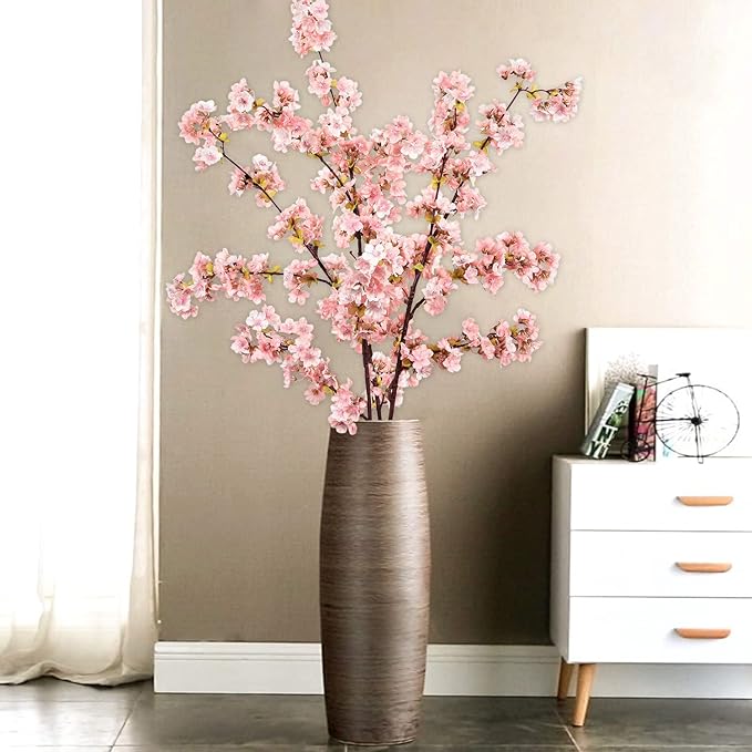 Sunm Boutique Plum Blossom Artificial Flowers Simulation Flower Table Decoration Accessories Party Beach Theme Decorations Artificial Cherry Blossom Flower (Pink Cherry Blossom, Pack of 3)