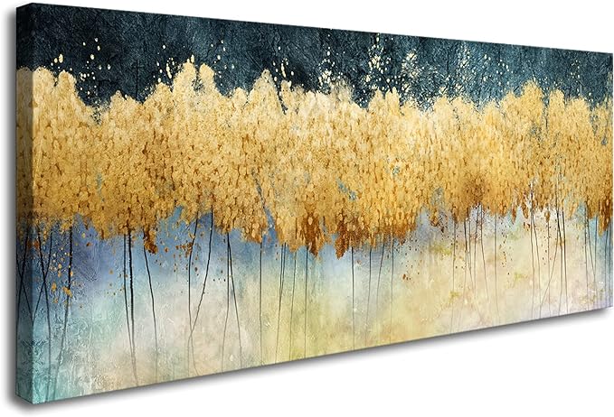 XXMWallArt FC2650 Canvas Wall Art Abstract Golden Forest Painting Modern Decor Abstract Canvas Prints for Living Room Bedroom Kitchen Home and Office Wall Decor