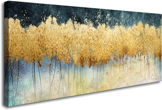 XXMWallArt FC2650 Canvas Wall Art Abstract Golden Forest Painting Modern Decor Abstract Canvas Prints for Living Room Bedroom Kitchen Home and Office Wall Decor