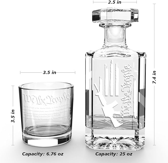 FURSARCAR Dad Men Gifts for Birthday, Gun Whiskey Decanter Set with 2 Glasses, Unique Cool Mens Fathers Birthday Gift from Daughter Son, Personalized Xmas Retirement Present Decanter Sets for Man