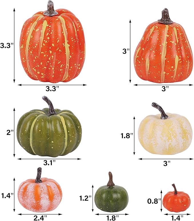 winemana 46 Pcs Assorted Size Artificial Pumpkins Fall Decorations, Mixed-Color Foam Pumpkin Autumn Decor, Decorative Faux Pumpkin for Thanksgiving Table Centerpiece Mantle Bowl Wedding Party
