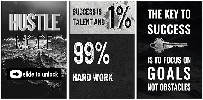 Motivational Canvas Wall Art 3 Pieces Posters Print Office Decor Inspirational Entrepreneur Quotes Picture Painting Artwork for Modern Home Bedroom Workplace Classroom Ready to Hang [48''Hx24''W]