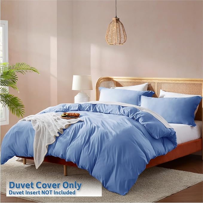 Nestl Calm Blue Duvet Cover Full Size - Soft Double Brushed Full Size Duvet Cover Set, 3 Piece, with Button Closure, 1 Duvet Cover 80x90 inches and 2 Pillow Shams