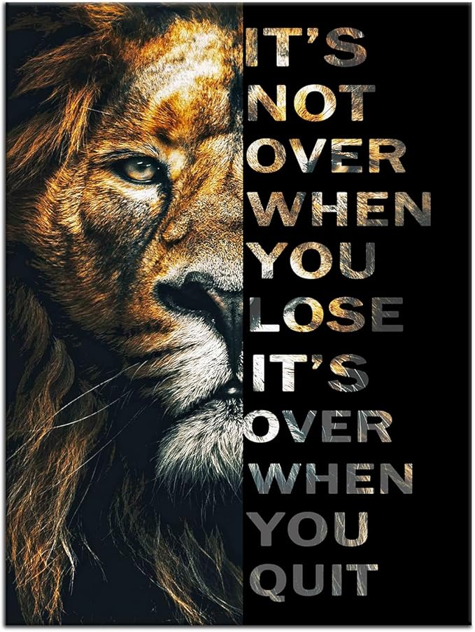 Animal Motivational Posters Lion Picture Entrepreneur Art Quotes Canvas Poster Print Painting Artwork for Home Office Pictures Big Inspirational Wall Decor Framed Ready to Hang [30''W x 40''H]