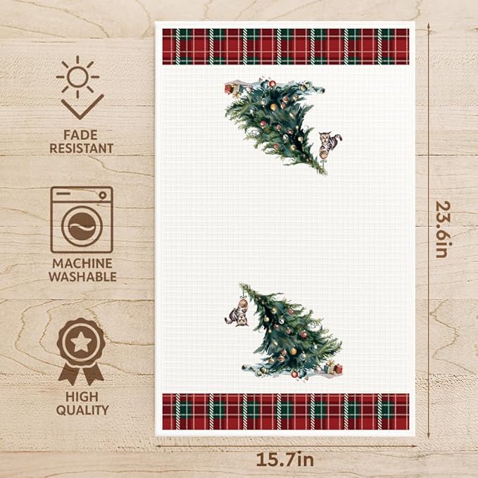 Cats Dish Towels Baking Cooking Drying Cloth,Funny Cat Christmas Kitchen Towels Gifts for Women Cat Mom Lady Lover,Seasonal Hand Towels Decoration for Home,Cute Bathroom Hand Towel Decor -23