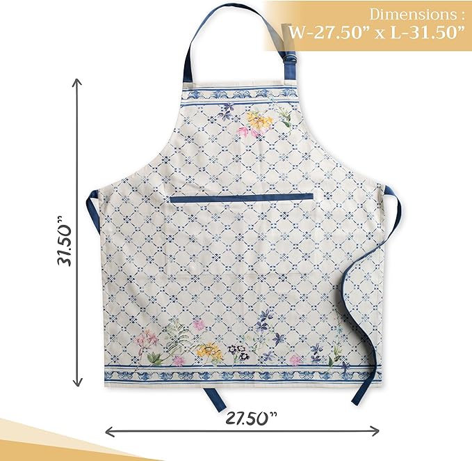 Maison d' Hermine 100% Cotton Apron for women with Pocket Kitchen Chef Apron for Men Cooking Gardening Server Waitress