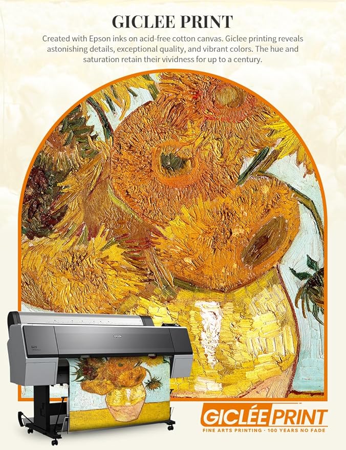 DECORARTS - Twelve Sunflowers - Vincent Van Gogh Giclee Prints w/Antique Brown Frame for Wall Decor. Picture Size: 16x20, Total Size w/Frame: 19x23