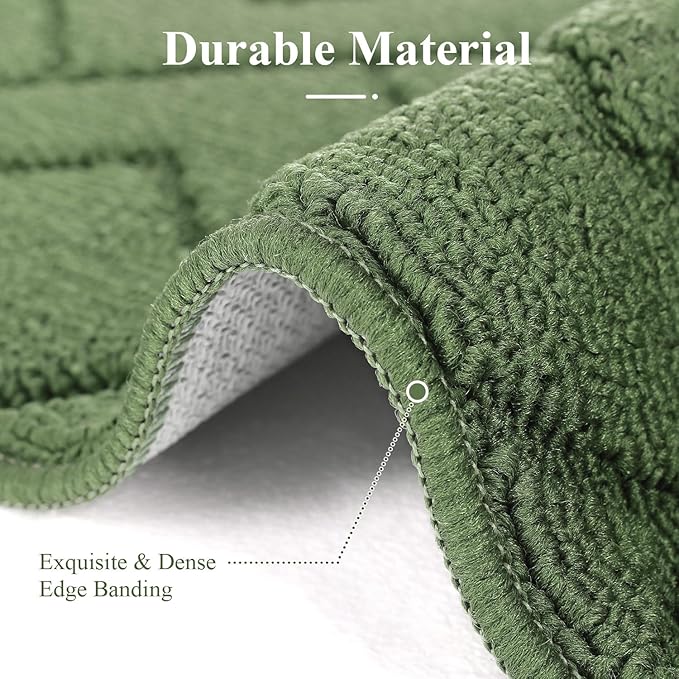 hicorfe Kitchen Rugs and Mats Sets,Super Absorbent Polypropylene Non-Slip Rug,Soft Comfort Floor Mat,Washable for Kitchen,Hallway,Office,Sink,Laundry(24" x 35",Green)