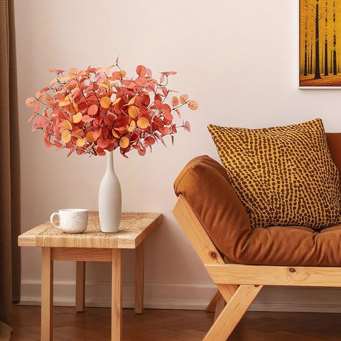 SITUMEIZI 6 Pcs Fall Stems Eucalyptus Artificial Tall Fall Flowers with Eucalyptus Leaves Autumn Decorations for Office and Home Fall Halloween Thanksgiving Table Centerpiece Floral Arrangement Decor