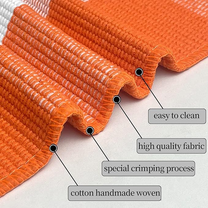 SEEKSEE Cotton Buffalo Plaid Rug 27.5"x43" Orange and White Checked Rug Washable Doormats Indoor Outdoor Rugs for Layered Front Door Mats, Porch, Kitchen, Farmhouse, Entryway