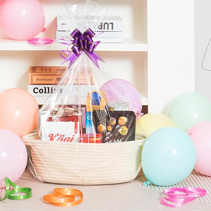 MINTWOOD Design 5-Piece Storage Baskets for Organizing, Small Woven Rope Baskets for Storage and Shelves, Dog Cat Toy Basket Box, Pantry Bathroom Organization Bins, Nightstand Organizer, Beige