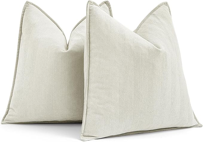 MIULEE Pack of 2 Cream White Decorative Pillow Covers 26x26 Inch Soft Chenille Luxurious Couch Throw Pillows Boho Cushion Covers Euro Shams with Elegant Design for Sofa Bed Living Room Home Decor