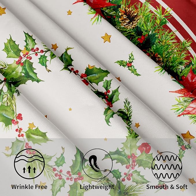 Kawani Christmas Round Tablecloth 60 Inch Holiday Tablecloth Decor Winter Merry Christmas Table Cloth Polyester Fabric Washable Xmas Table Cover for Kitchen Dining Room Outside Decoration