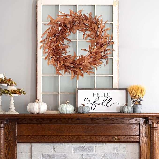 Sggvecsy 33’’ 4Pcs Fall Artificial Olive Branches Autumn Long Stems Faux Twig Plants Fake Eucalyptus Leaves for Thanksgiving Autumn Harvest Home Office Wedding Table Centerpiece Vase Filler Decoration