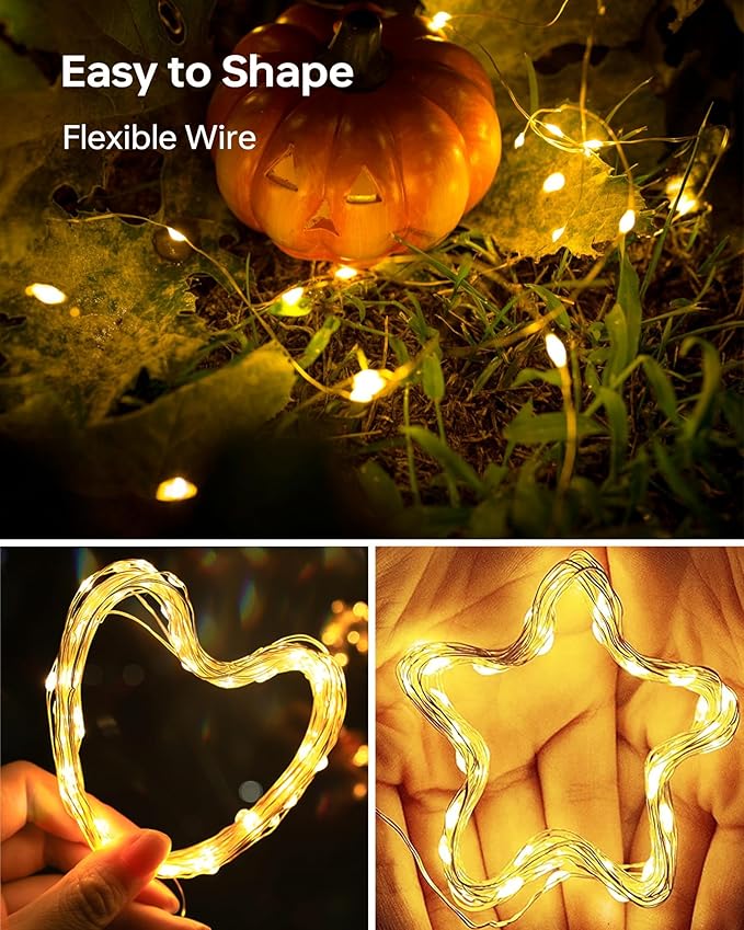 10 Pack Fairy Lights Battery Operated - 7ft 20 LED Twinkle Lights Copper Wire Mini String Lights Firefly Lights for Mason Jars DIY Crafts Christmas Wedding Party Centerpiece Table Decor, Warm White