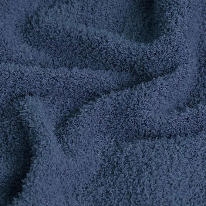 JOOJA Knit Cozy Bed Blanket Plush Fuzzy Soft Blanket Queen Size Luxury Bed Blanket 90x90 Inches Navy Blue