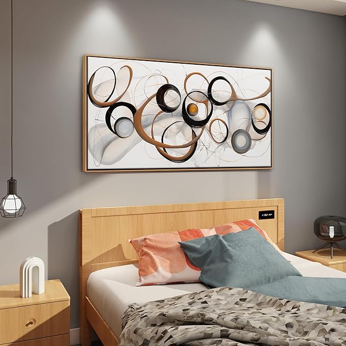 Large Framed Wall Art Living Room Wall Decor Framed Abstract Canvas Wall Art Bedroom Wall Decor Above Bed Office Decorations for Work Modern Artwork Wood Frame