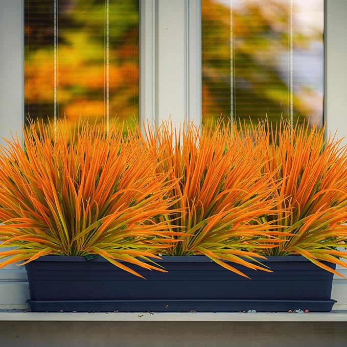 Krissing 40 Bundles Artificial Fall Flowers Outdoor UV Resistant Fake Lavender Flowers Outdoor Fall Faux Plants Greenery Shrubs for Home Garden Porch Outside Fall Decor