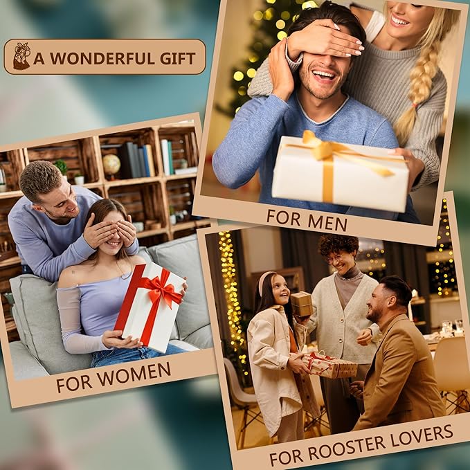 8pcs Chicken Bamboo Cooking Spoon with Apron and Oven Mitts, Rooster Kitchen Utensil Decor Gifts for Women Chicken Lovers,Roosters Themed Decorations for Home,Party Housewarming Presents Ideas