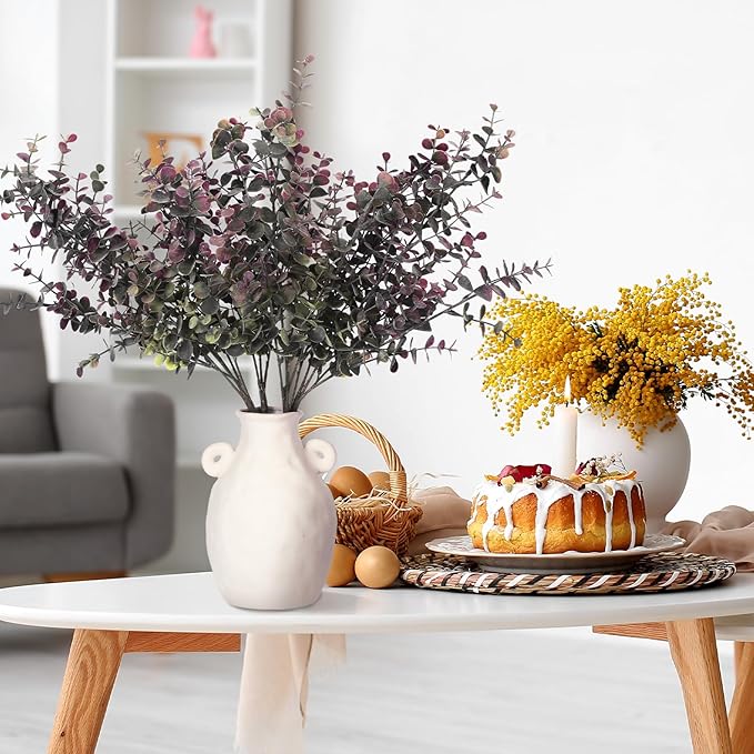 Janinka 6 Pcs 25'' Artificial Eucalyptus Leaves Fall Stems for Vases Autumn Floral Arrangements Fall Decorations Artificial Plants Fake Plant for Office Home Party Garden Fireplace Farmhouse Decor