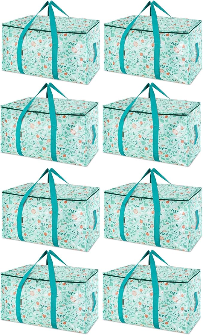 BALEINE 8-Pack Oversized Moving Bags with Reinforced Handles, Heavy-Duty Storage Tote for Clothes, Moving Supplies (Spring Stroll, 8-Pack)